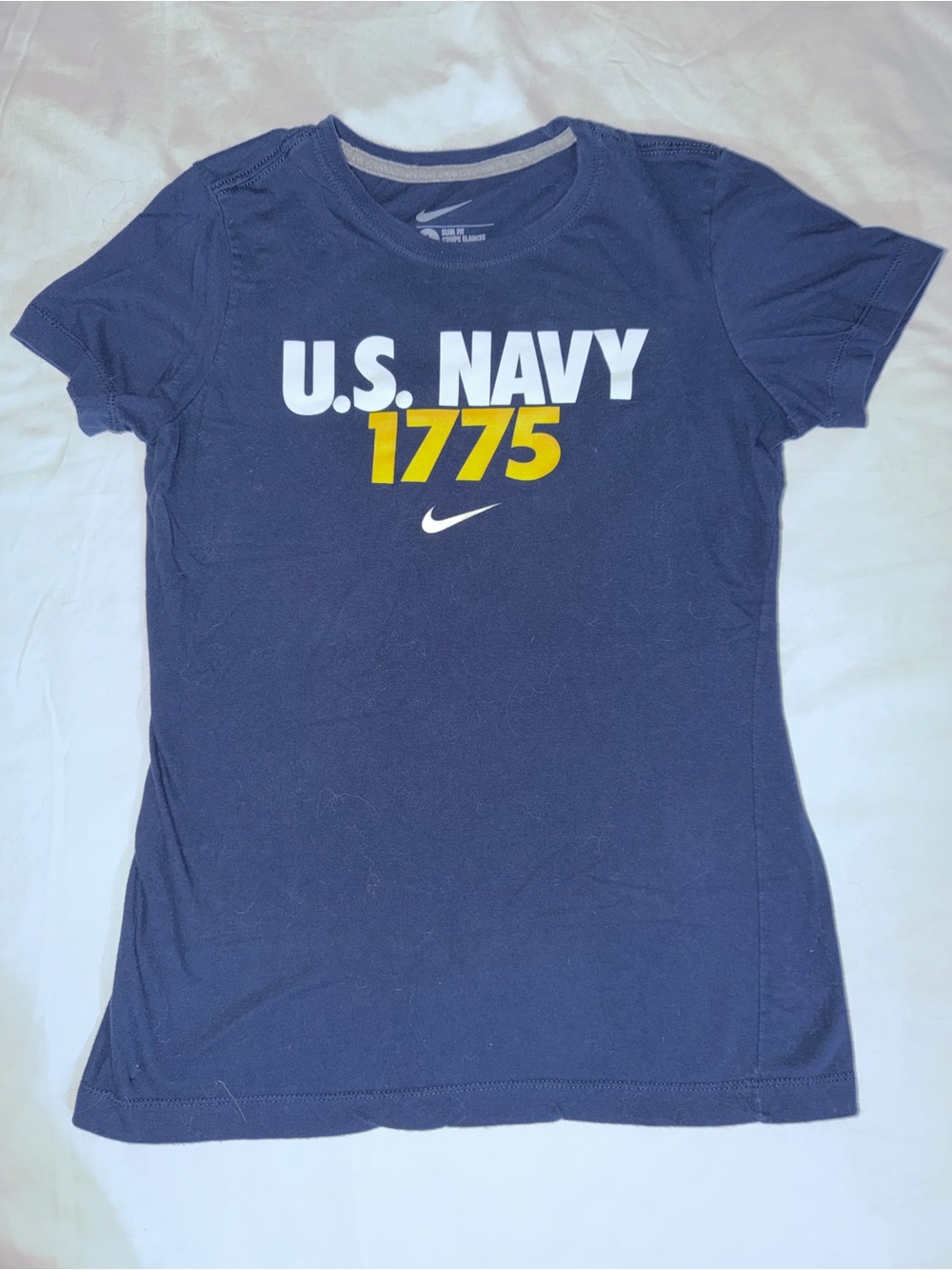 Nike Navy U.S. Navy 1775 Short Sleeve Tee - White & Yellow Logo